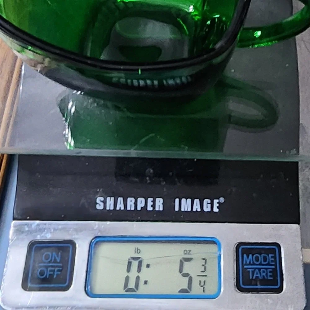 VTG Emerald Green Glass Creamer Pitcher Square Base Mid Century Modern 3 inch